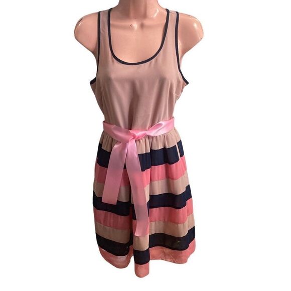 MAISON JULES Women’s Tan Blue & Peach Dress Size Small - Picture 3 of 11